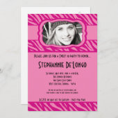 12x18 Pink Zebra FOTO Sweet 16 Birthday Einladung (Vorne/Hinten)
