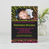 12x18 Pink Zebra FOTO Sweet 16 Birthday Einladung (Stehend Vorderseite)