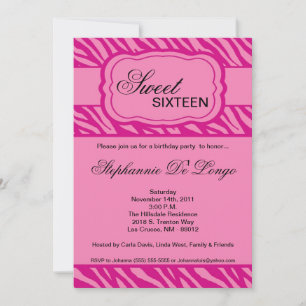 12x18 Pink Zebra Print Geburtstagsparty Einladung
