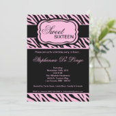 12x18 Pink Zebra Print Geburtstagsparty Einladung (Stehend Vorderseite)