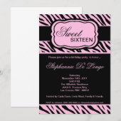 12x18 Pink Zebra Print Geburtstagsparty Einladung (Vorne/Hinten)