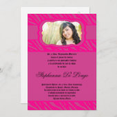 12x18 Pink Zebra Print Patter Quinceanera Einladun Einladung (Vorne/Hinten)