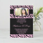 12x18 Pink Zebra Print Quinceanera Einladung (Stehend Vorderseite)