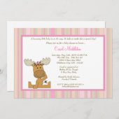 12x18 PinkGirl Woodland Moose Babydusche Einladung (Vorne/Hinten)