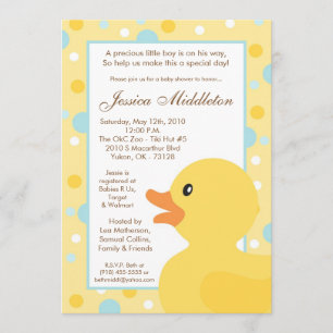 12x18 Polka Dot Rubber Ducky Babydusche Einladung