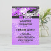 12x18 Purpl DJ Spin Turntable Quinceanera Einladun Einladung (Stehend Vorderseite)