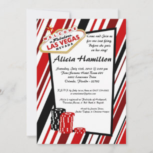 12x18 Red & Black Las Vegas Bachelorette Einladung