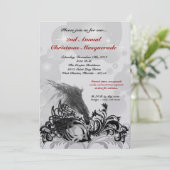 12x18 Red Black Masquerade Weihnachten XMAS Einlad Einladung (Stehend Vorderseite)
