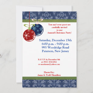 12x18 Red/Blue Hanging Ornaments Einladung