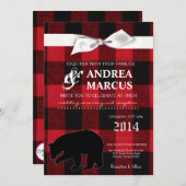 12x18 Red Buffalo Kariert Bear Blac Hochzeitseinla Einladung (Vorne/Hinten)