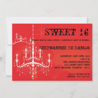12x18 Red Chandelier Sweet 16 Geburtstag Einladung
