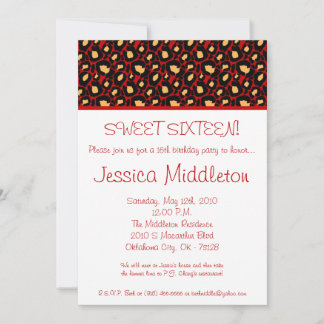 12x18 Red Cheetah Print 16. Geburtstag Einladung