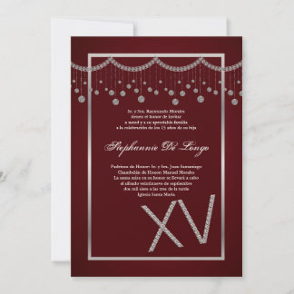 12x18 Red Diamond Quinceanera Birthday Einladung