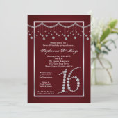 12x18 Red Diamond Sweet 16 Geburtstag Einladung (Stehend Vorderseite)