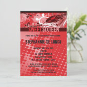 12x18 Red DJ Spin Turntable16th Birthday Einladung (Stehend Vorderseite)