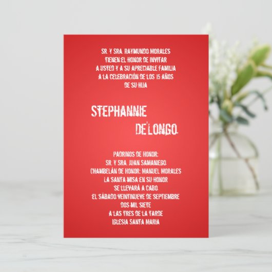 12x18 Red DJ Spin Turntable Quinceanera Einladung (Stehend Vorderseite)