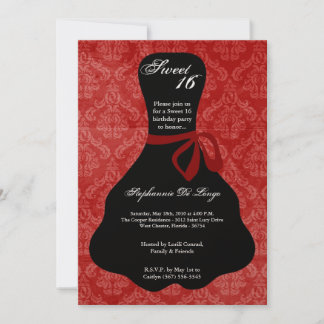 12x18 Red Dress Sweet 16 Geburtstag Einladung