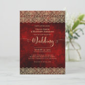 12x18 RED Gold Lace Wedding Print oder Download Einladung (Stehend Vorderseite)