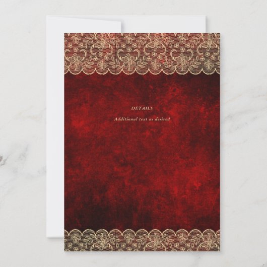 12x18 RED Gold Lace Wedding Print oder Download Einladung (Rückseite)
