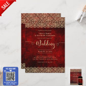 12x18 RED Gold Lace Wedding Print oder Download Einladung
