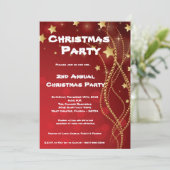 12x18 Red Gold Stars Twinkle Weihnachtseinladung Einladung (Stehend Vorderseite)