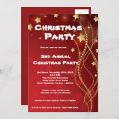 12x18 Red Gold Stars Twinkle Weihnachtseinladung Einladung (Vorne/Hinten)