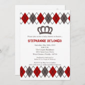 12x18 Red Gray Raute Crown Baby Dusche Einladung (Vorne/Hinten)