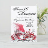 12x18 Red Masquerade Sweet 16 Geburtstag Einladung (Stehend Vorderseite)