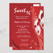 12x18 Red Masquerade Sweet 16 Geburtstag Einladung (Vorne/Hinten)