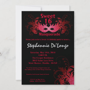 12x18 Red Masquerade Sweet 16 Geburtstag Einladung