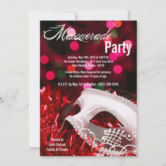 12x18 Red Masquerade Sweet 16 Geburtstag Einladung (Vorderseite)