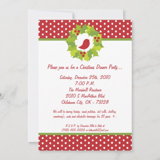 12x18 Red Robin Mistletoe Party Einladung (Vorderseite)