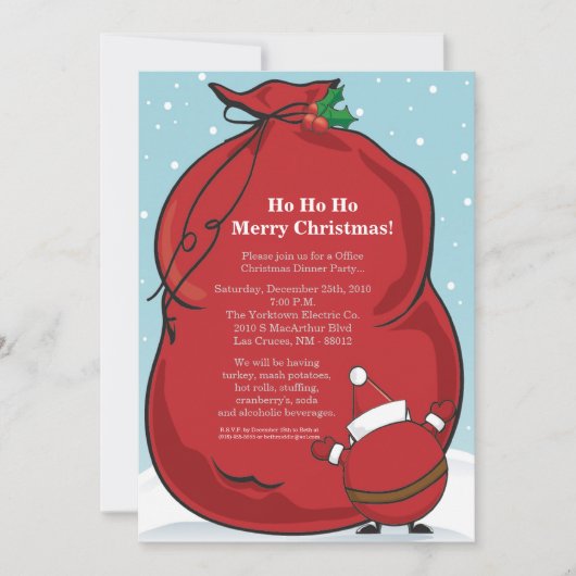 12x18 Red Santa's Bag Weihnachtsfeiertage Party Ei Einladung (Vorderseite)
