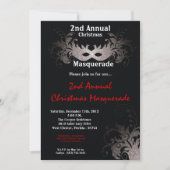 12x18 Red Silver Masquerade Weihnachts-Einladung Einladung (Vorderseite)