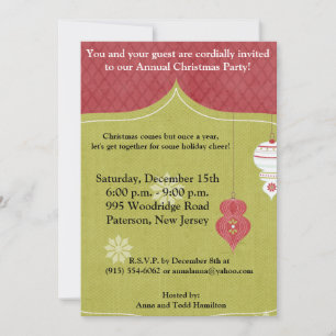 12x18 Red White Christmas Ornaments Einladung