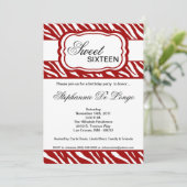 12x18 Red Zebra Print Geburtstagsparty Einladung (Stehend Vorderseite)