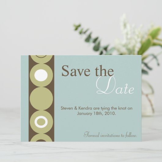 12x18 Retro Circle Blue Ankündigung Datum freihalt (Stehend Vorderseite)