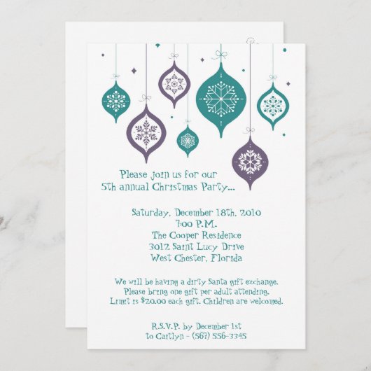 12x18 Retro XMAS Weihnachtsschmuck Einladung (Vorne/Hinten)