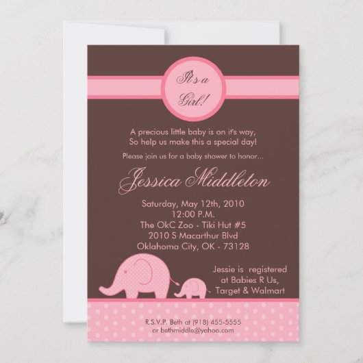 12x18 rosa Girly Einladung (Vorderseite)