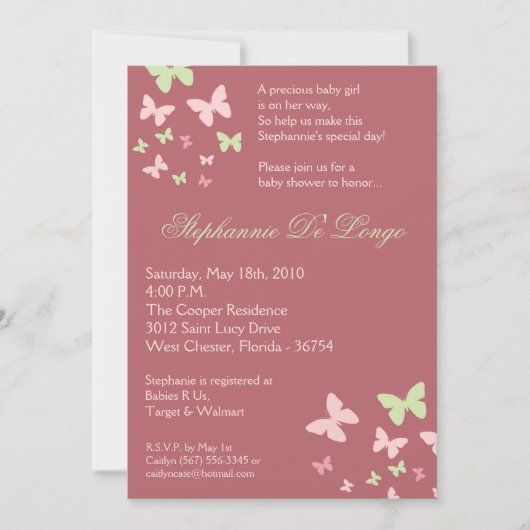 12x18 rosa grüne einladung (Vorderseite)