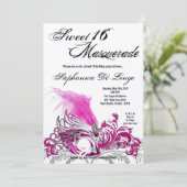 12x18 Rosa-Maskerade-Bonbon 16 Einladung (Stehend Vorderseite)