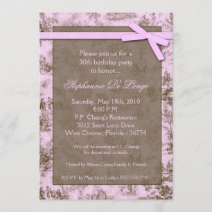 12x18 rosa Toile Gewebe-Geburtstags-Party Einladung