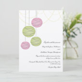 12x18 rosa u. Grünbuch-Laternen-Tageshochzeit Einladung (Stehend Vorderseite)