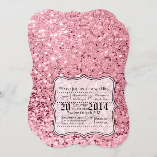 12x18 Rose Gold Glitzer Hochzeitseinladung Einladung (Vorne/Hinten)