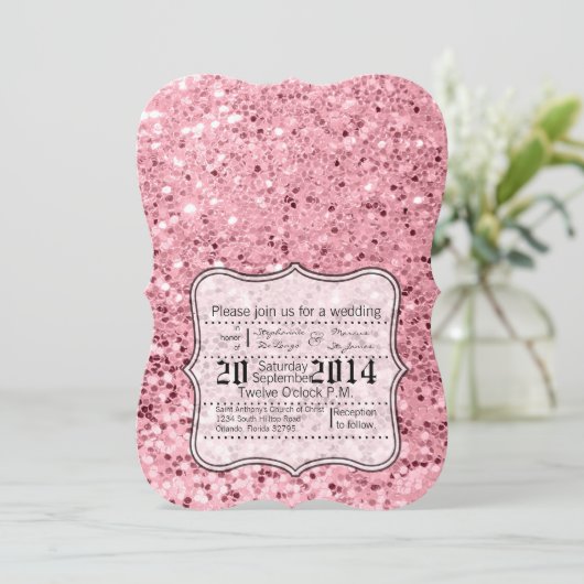 12x18 Rose Gold Glitzer Hochzeitseinladung Einladung (Stehend Vorderseite)