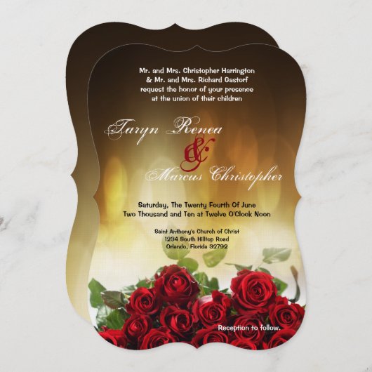 12x18 Rote Rose Bouquet Blume Hochzeit Einladung (Vorne/Hinten)