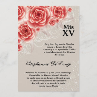 12x18 Rote Rosen Quinceanera Geburtstags-Einladung Einladung