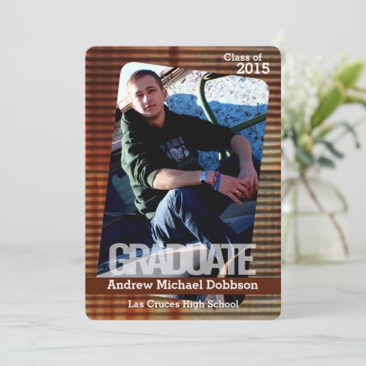 12x18 Rusted Corregated Metal Senior Ankündigung (Stehend Vorderseite)