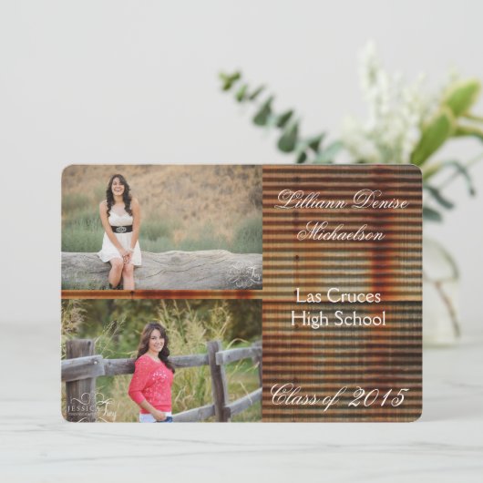 12x18 Rusted Corregated Metal Senior Ankündigung (Stehend Vorderseite)