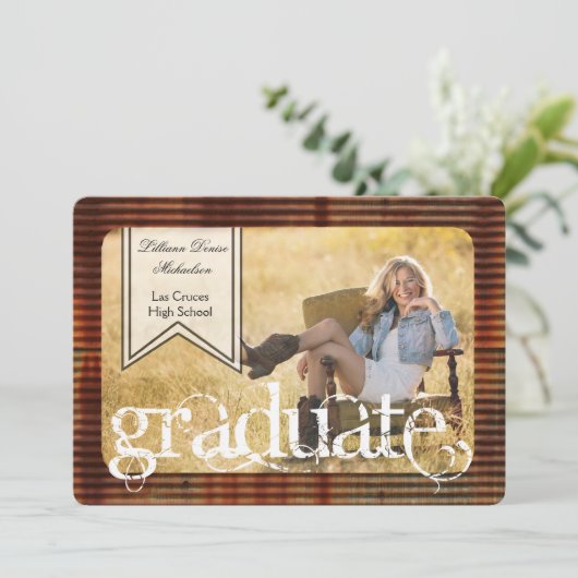 12x18 Rusted Corregated Metal Senior Ankündigung (Stehend Vorderseite)